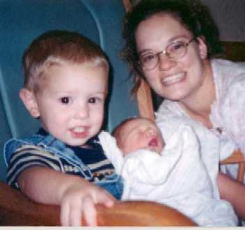 Melanie with Jonathan and Matthew, August 30 or 31, 2001