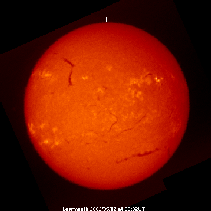 Sun in the H-alpha line on May 3, 2002