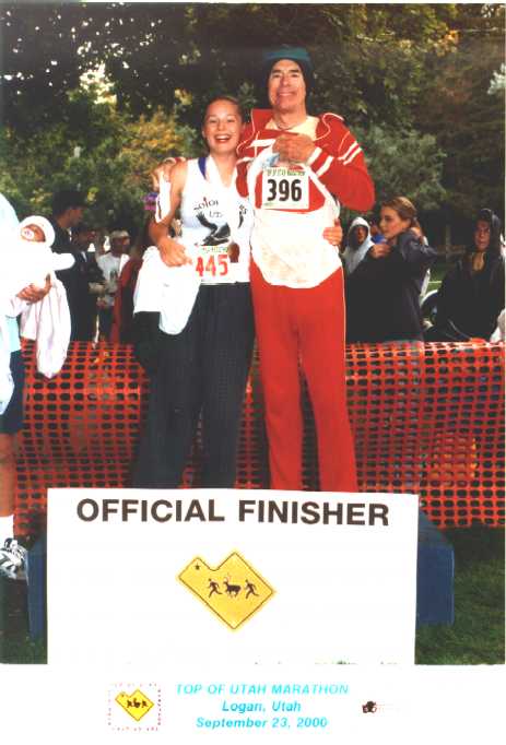 Dad & Anne at finish of Top of Utah Marathon