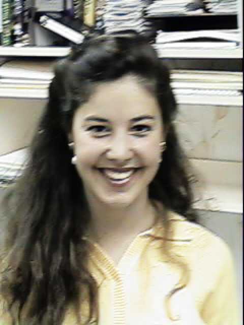 Lorena visiting in Dad's office, August 23, 1999