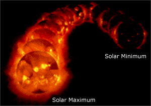 Sun images in H-alpha from max to min